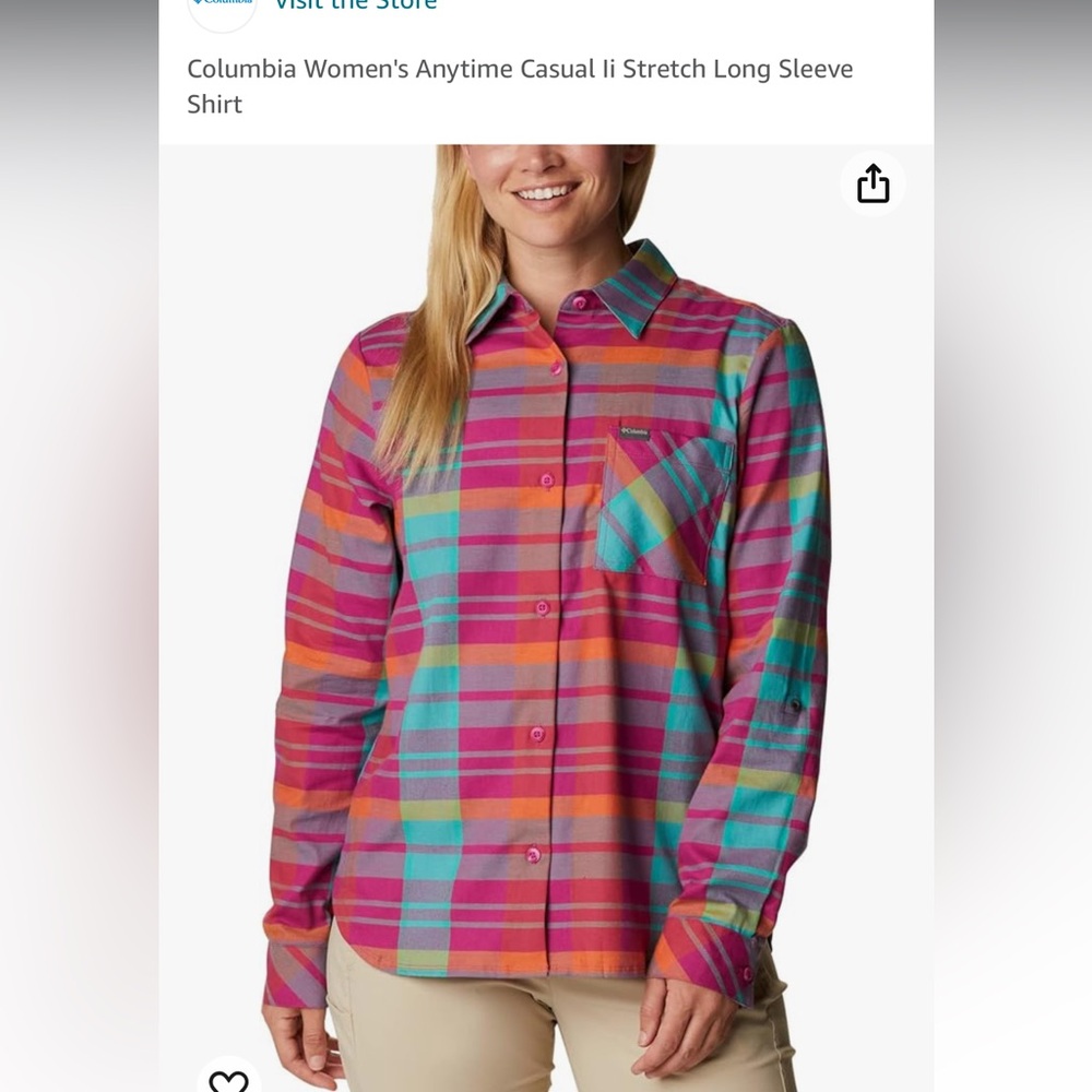 Columbia Anytime Casual II Stretch Long Sleeve Shirt, Women's Medium